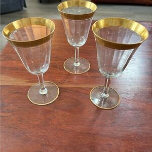 Vintage Tiffin Franciscan Rambler Rose Gold Rimmed Wine Glasses, Set of 3, 6.75”
